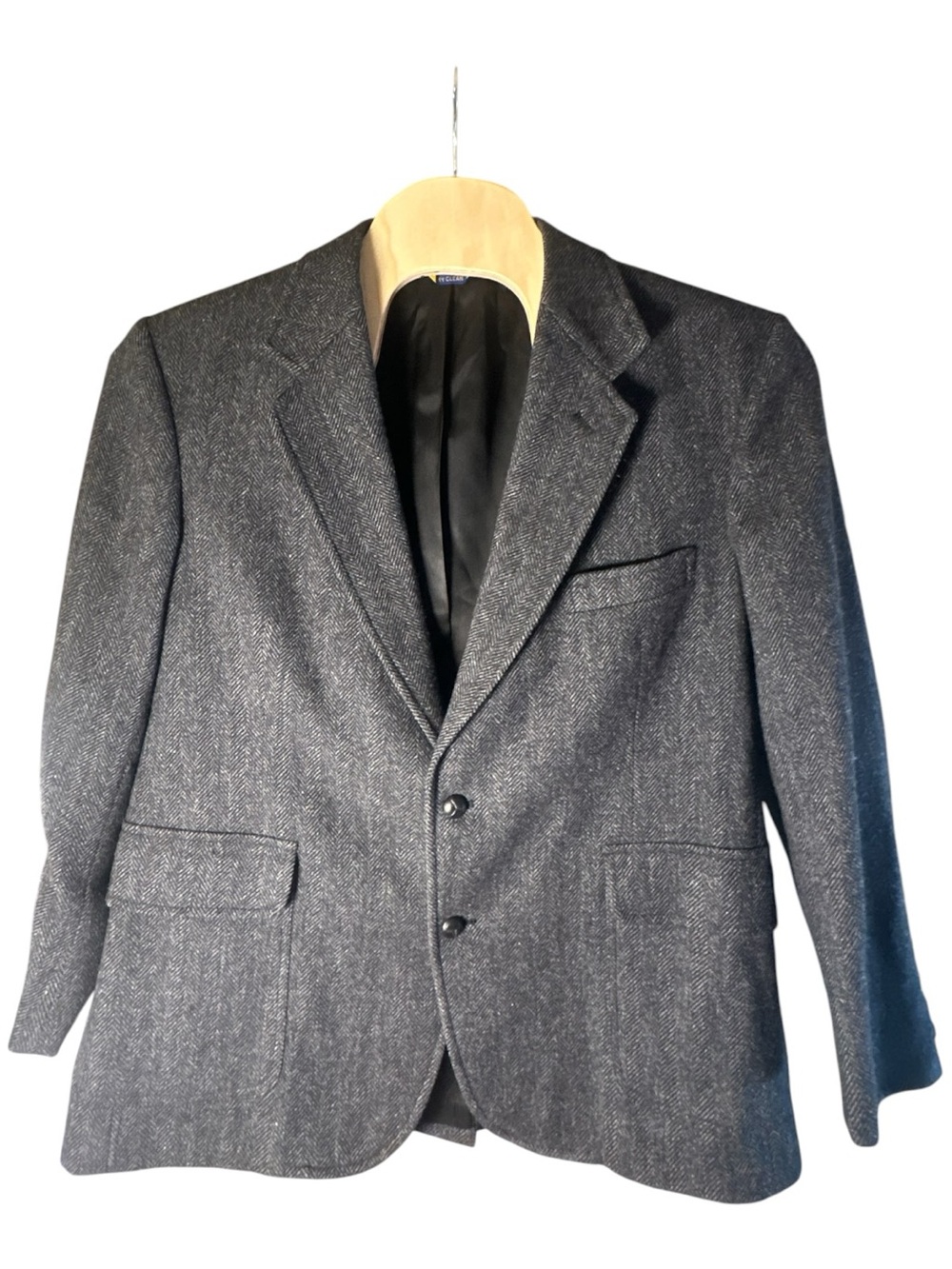 EUC Vintage Pendleton 46 Gray Herringbone Wool Sport Coat Blazer Suede Elbow USA